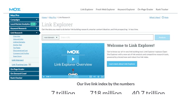 MOZ link explorer