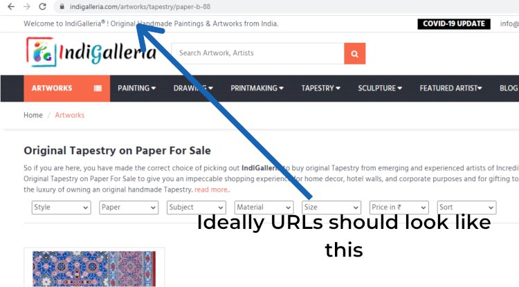 URL Structure for Ecommerce Website IndiGalleria