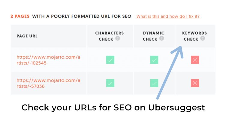 Check your URLs for SEO on Ubersuggest